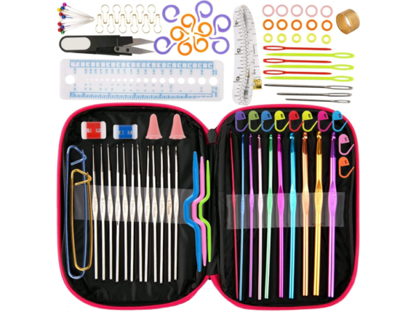KIT DE GANCHILLOS DE CROCHET CON BOLSO