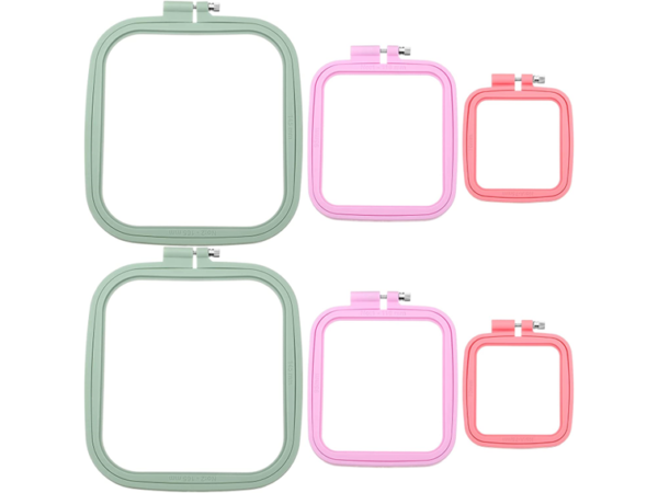 6 AROS CUADRADOS DE PLASTICO ABS PARA BORDAR